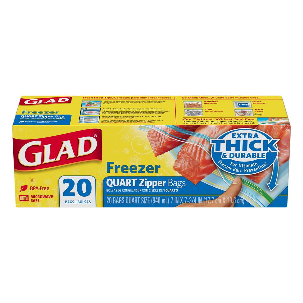 Glad Freezer Quart Zipper Bags