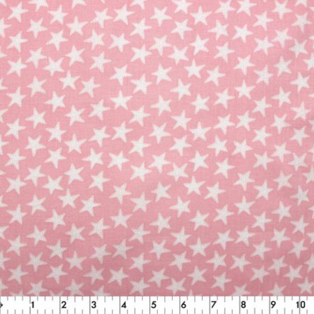 Fabric Creations Pink With White Stars Fat Quarter PreCut Fabric