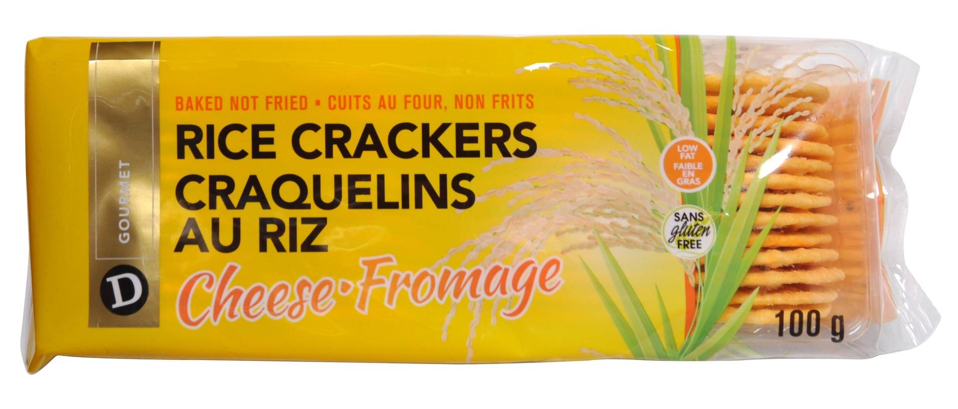 D Gourmet Rice Crackers, Cheese (100 g)