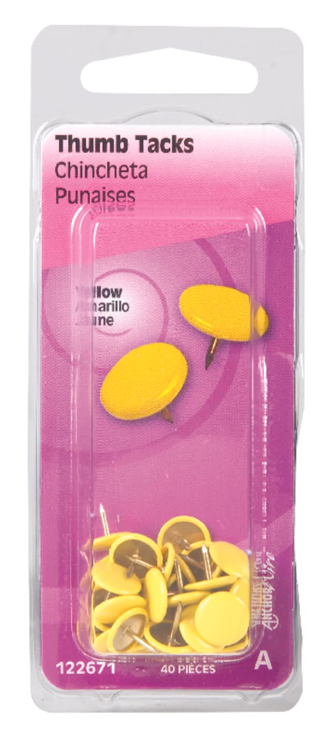 Hillman 5/16 In. L Yellow Steel Thumb Tacks 1 Pk