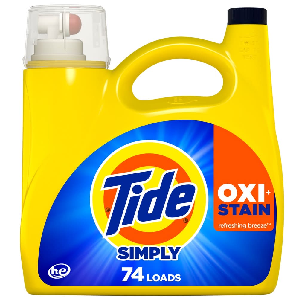 Tide Simply OXI + Stain Refreshing Breeze HE Laundry Detergent 74 Loads 105 -fl oz