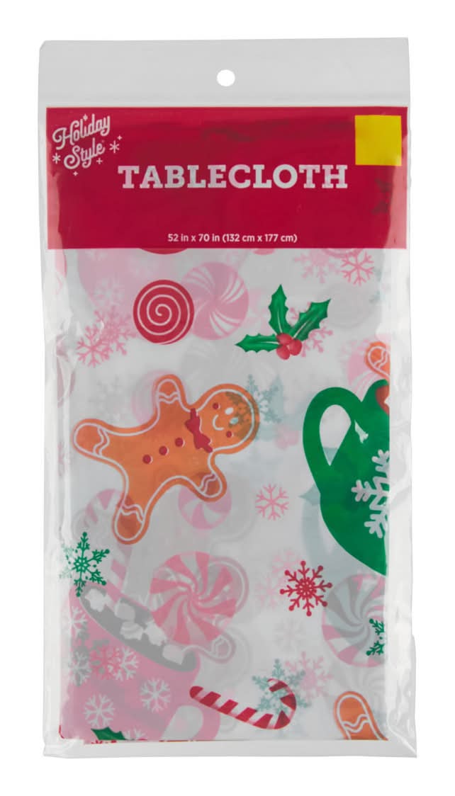 Holiday Style Christmas Vinyl Tablecloth 52 In X 70 In Assorted