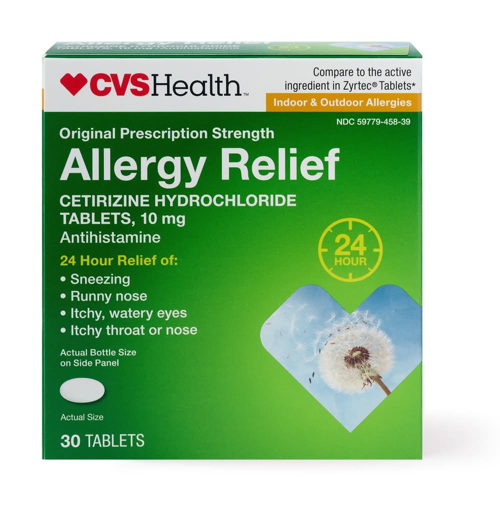 CVS Health Allergy Relief Cetirizine Hydrochloride Tablets 10 mg (30 ct)