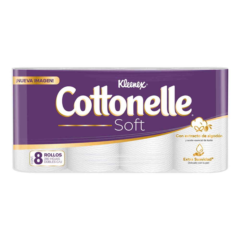 Cottonelle · Papel higiénico soft care 280 h (8 un)