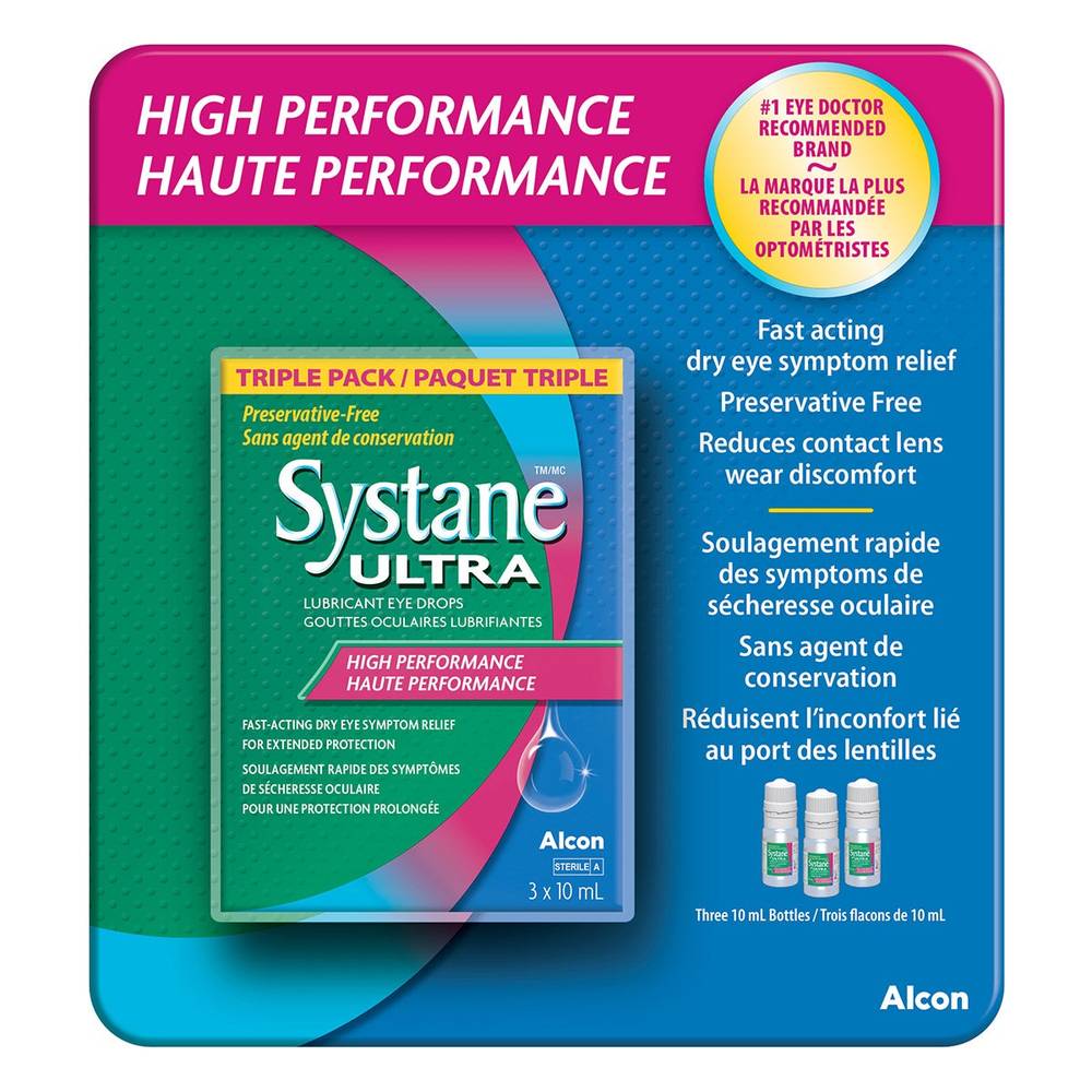 Systane Ultra - Gouttes Oculaires Lubrifiantes Sans Agent De Conservation, 3 X 10 Ml Flacons / Systane Ultra Lubricant Eye Drops, Preservative Free, 3 X 10 Ml Bottles