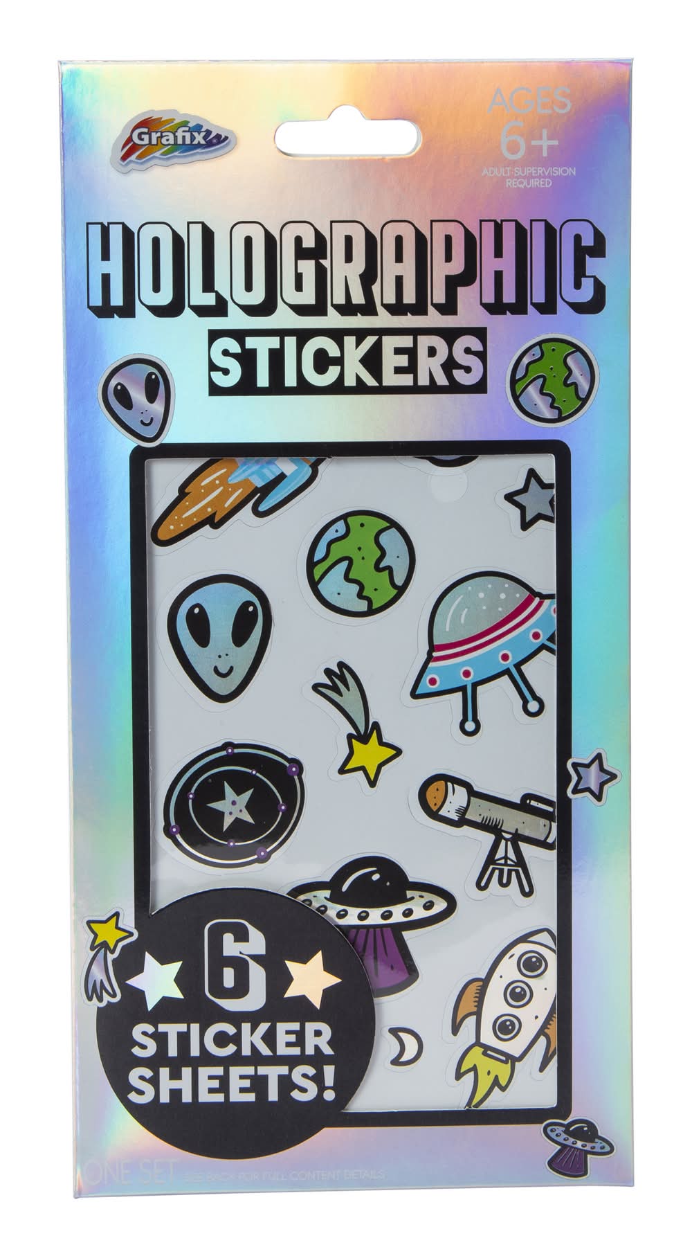 Holographic Stickers 6 Sheets Outer Space