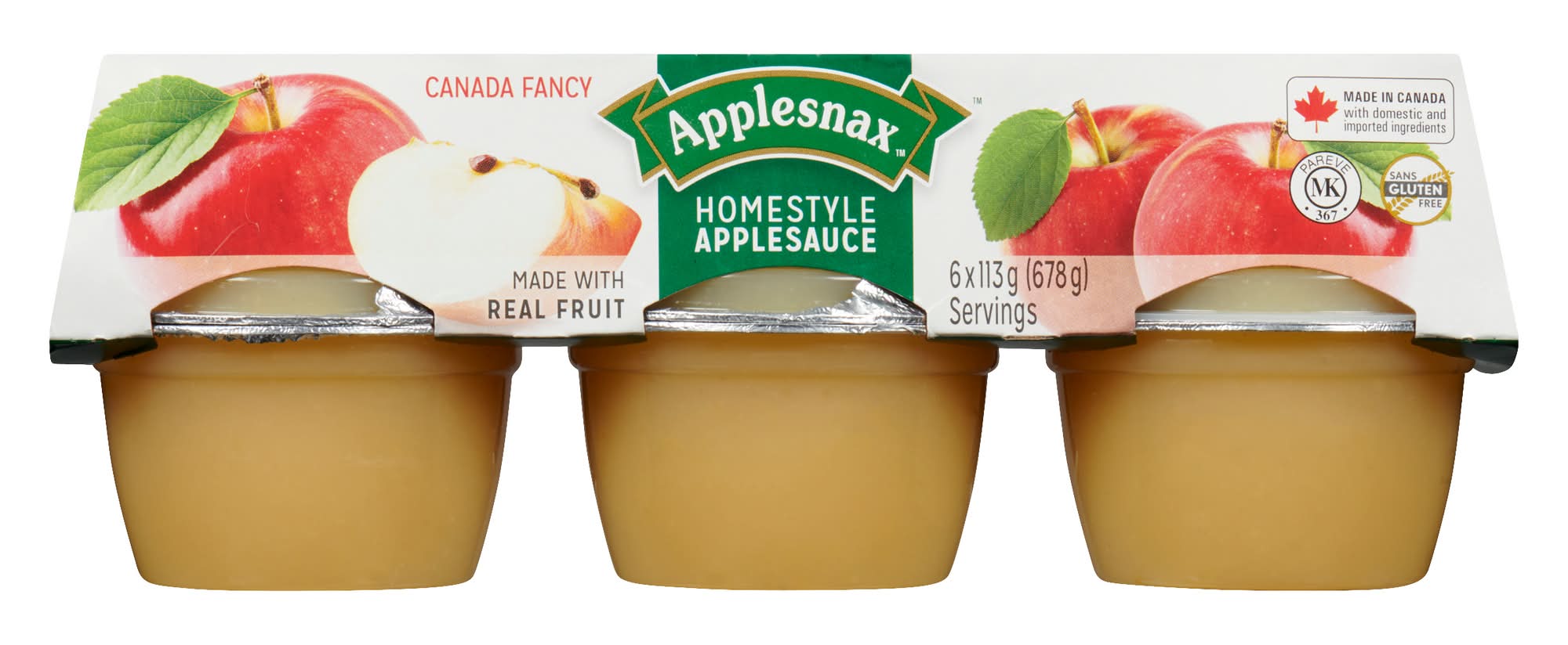 Applesnax Homestyle Apple Sauce Cups (6 x 113 g)