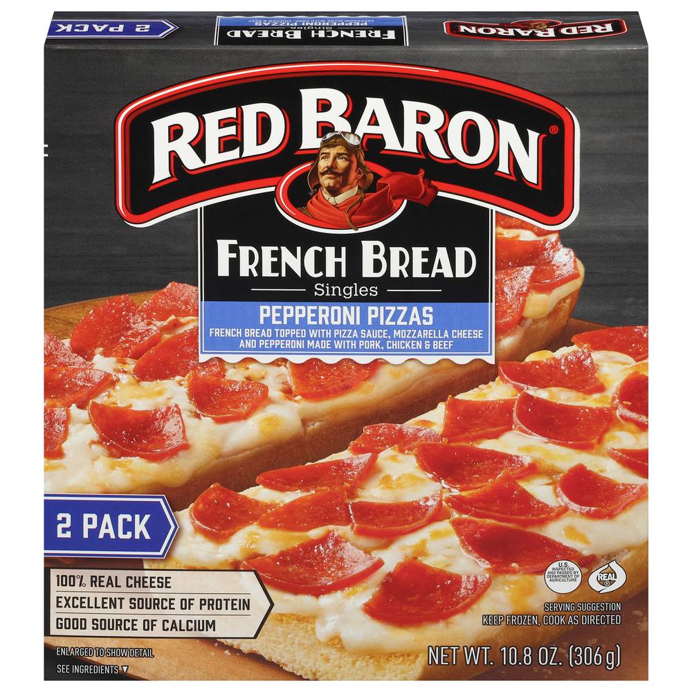 Red Baron Singles French Bread Pizza, Pepperoni (2 x 5.4 oz)