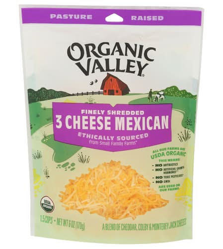 Organic Valley Organic 3 Cheese Mexican Blend Shredded Cheese