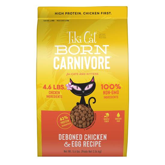 Tiki Cat® Born Carnivore® for Cats & Kittens Food - Chicken & Egg, Non-GMO (Flavor: Chicken & Egg, Size: 5.6 Lb)