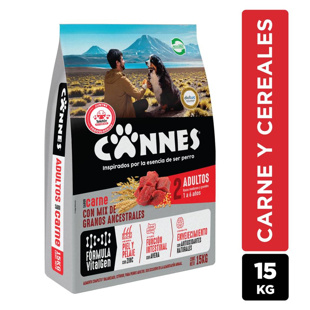 Cannes · Alimento seco para perros - Carne-Cereales - Adulto-Raza Mediana-Grande (15 kg)
