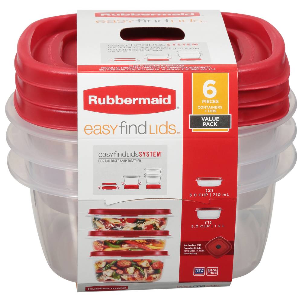 Rubbermaid Easyfindlids Containers + Lids (6 ct)