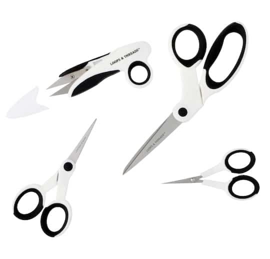 Loops & Threads Sewing Scissors Set, Black - White (4 ct)