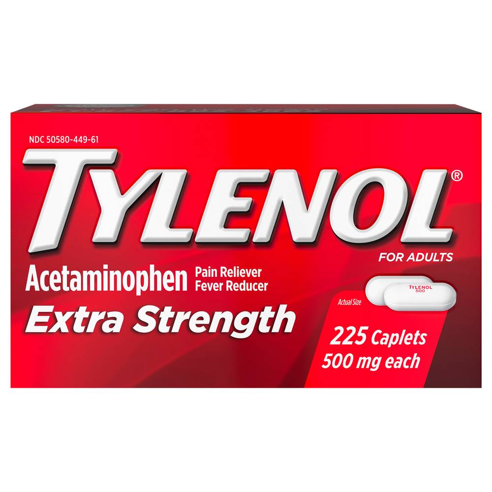 Tylenol For Adults Extra Strength Acetaminophen 500 mg Caplets