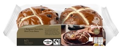 No. 1 2 Belgian Chocolate Hot Cross Buns (2s)