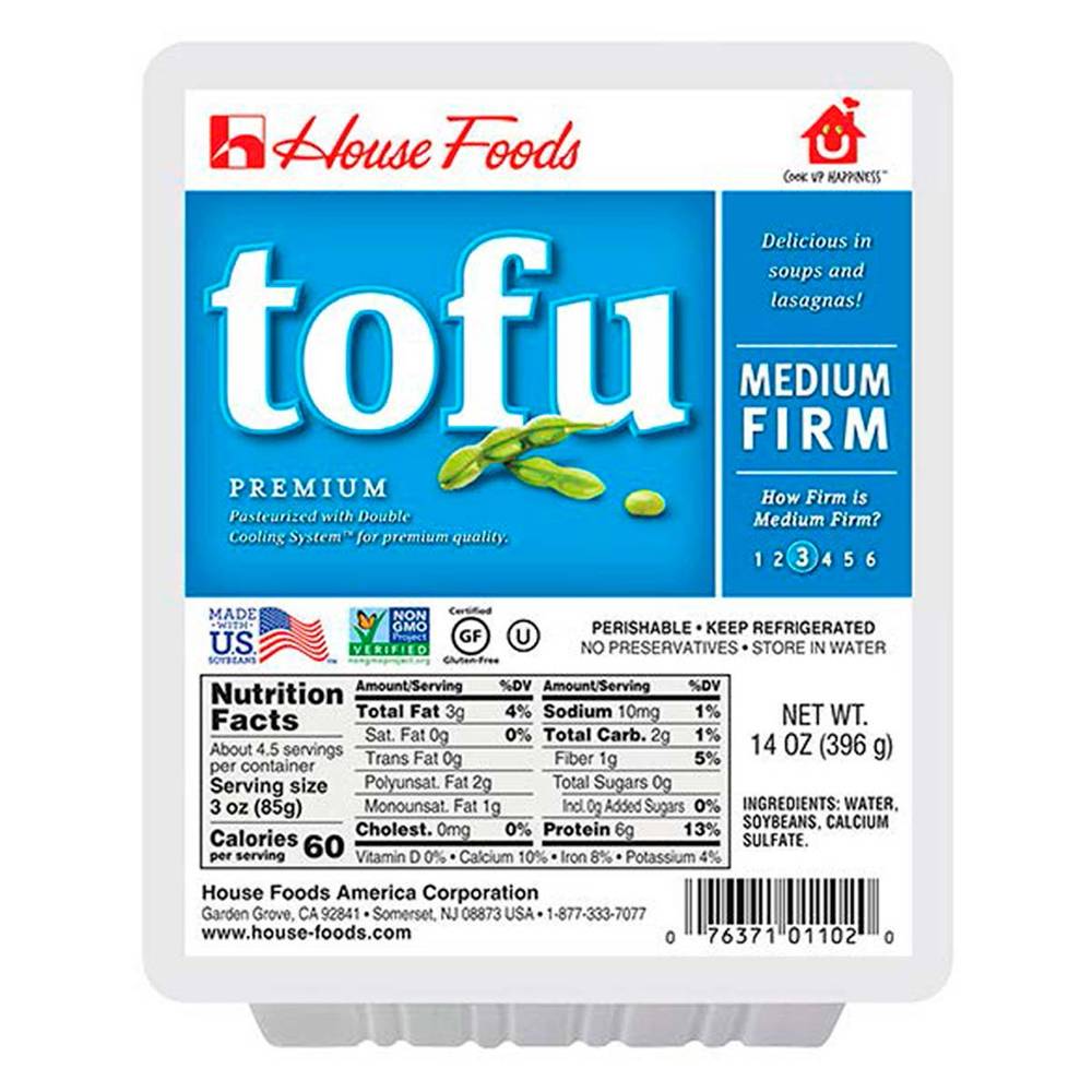 House Foods · Prémium tofu medio firme pasteurizado (396 g)