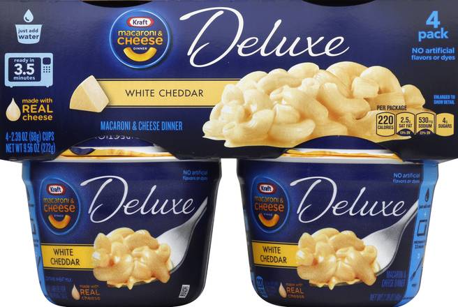 Kraft Deluxe Macaroni & Cheese White Cheddar Cups (4 ct)