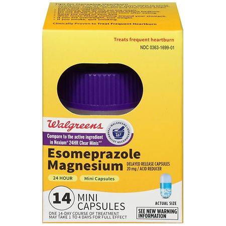 Walgreens Acid Reducer Esomeprazole Magnesium Delayed-Release Mini Capsules, 20 mg (14 ct)