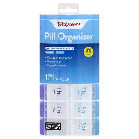 Walgreens 7-day Pill Organizer With Am/Pm Compartments Large