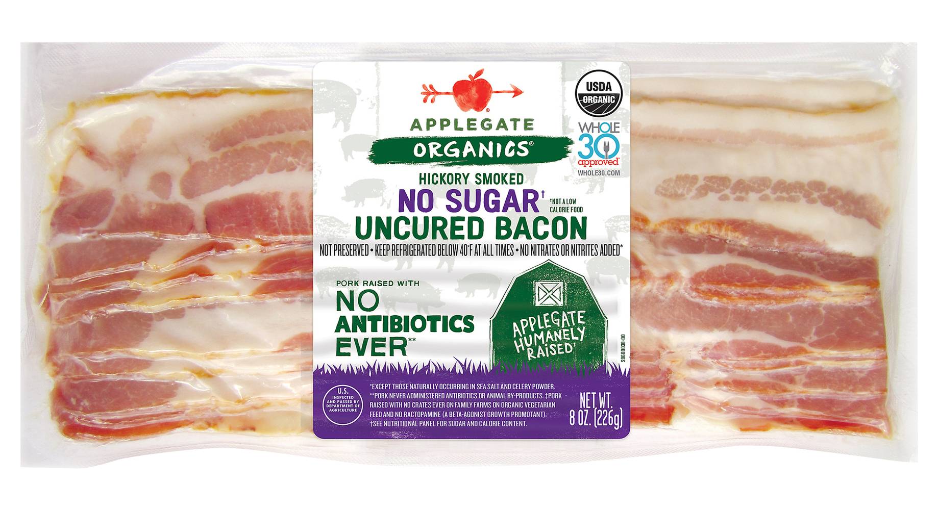 Applegate Organics Hickory Smoked No Sugar Uncured Bacon (8 oz)