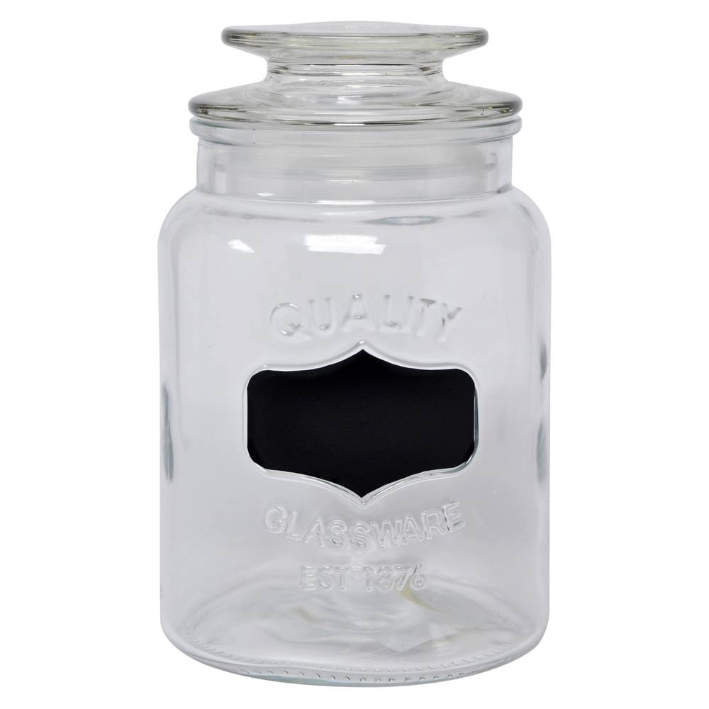 Glass Jar with Glass Lid & Chalk Label