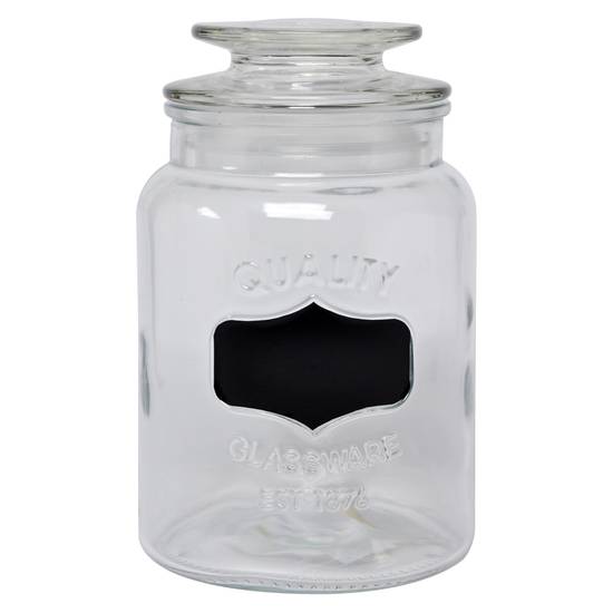 Dollarama Glass Jar With Glass Lid & Chalk Label (1.1L)