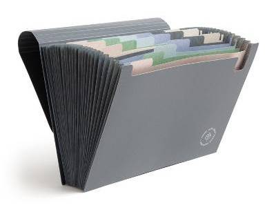 Les Produits U U-Eco 24 Pocket Poly Expandable File, 12.99" x 9.84", Stone