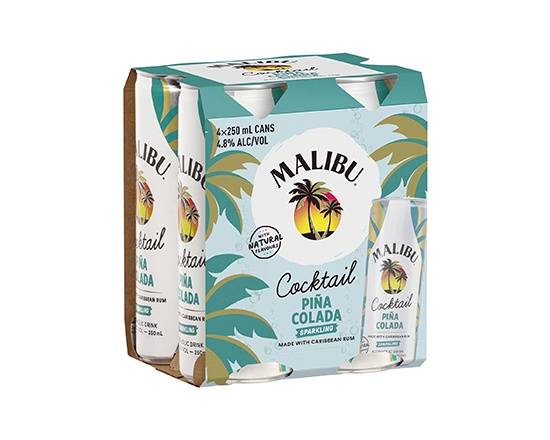 Malibu Cocktails Pina Colada Can 4x250mL
