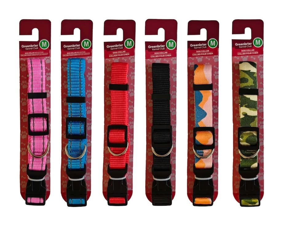 Greenbrier Kennel Club Adjustable Medium-Sized Dog Collar, Assorted Designs And Colors, 1-ct.