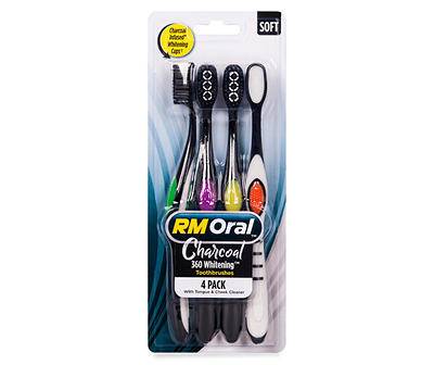 360° Whitening Charcoal Soft Toothbrushes, 4-Pack
