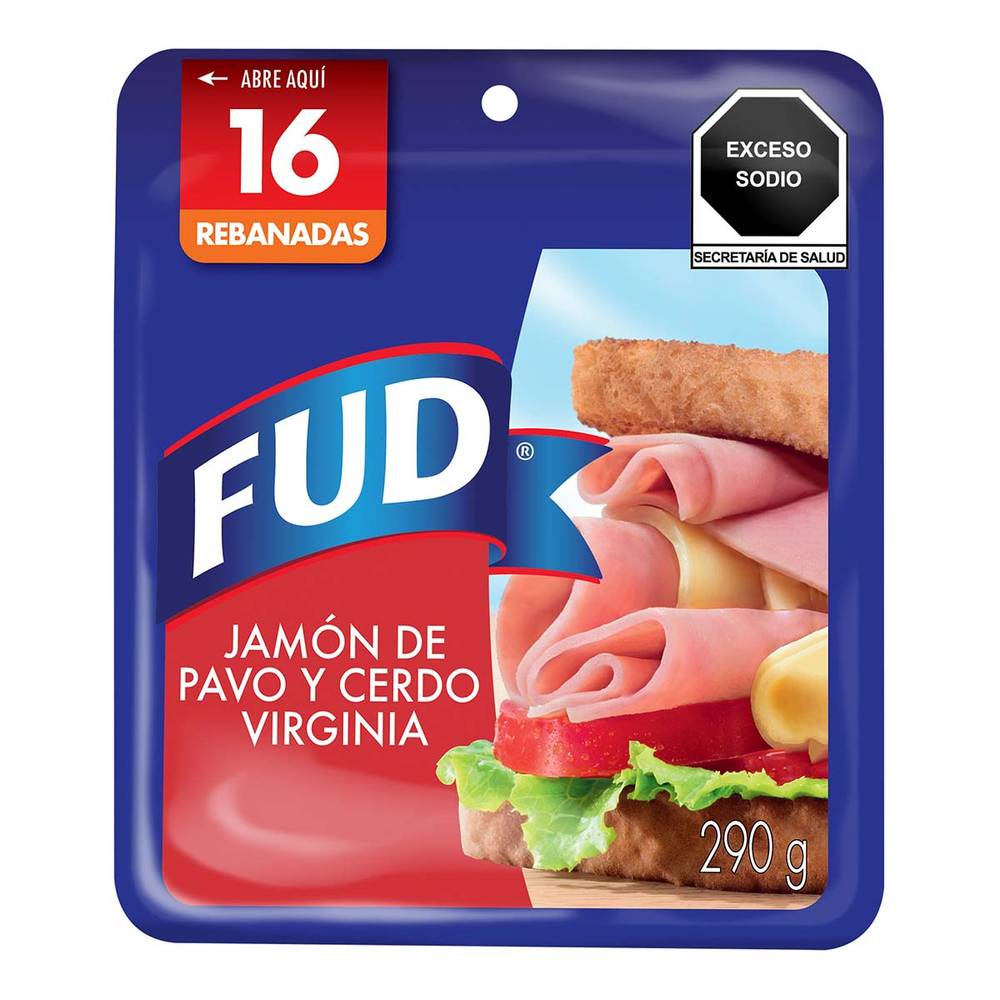FUD · Jamón de pavo y cerdo virginia (16 un)