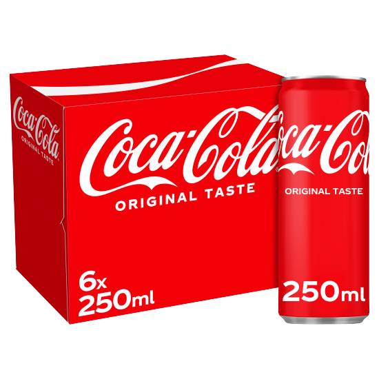 Coca-Cola Original Taste Soft Drink Cans (6 x 250ml)