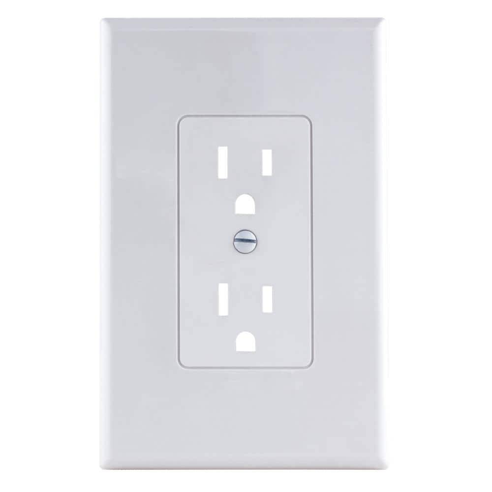 Commercial Electric 1-Gang Duplex Midway/Maxi Sized Cover-Up Plastic Wall Plate, White (Smooth Finish)