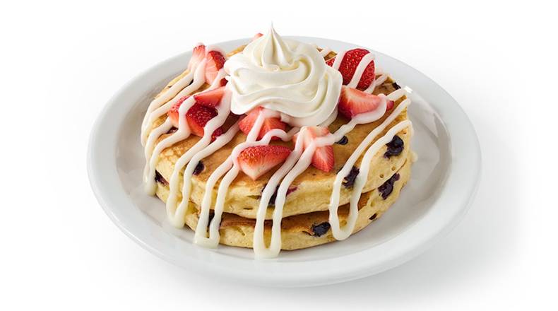 Stack of Red, White and Berry Pancakes