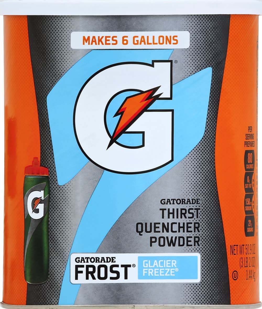 Gatorade Frost Crisp & Cool Thirst Quencher Sports Drink Powder, Glacier Freeze (50.9 oz)
