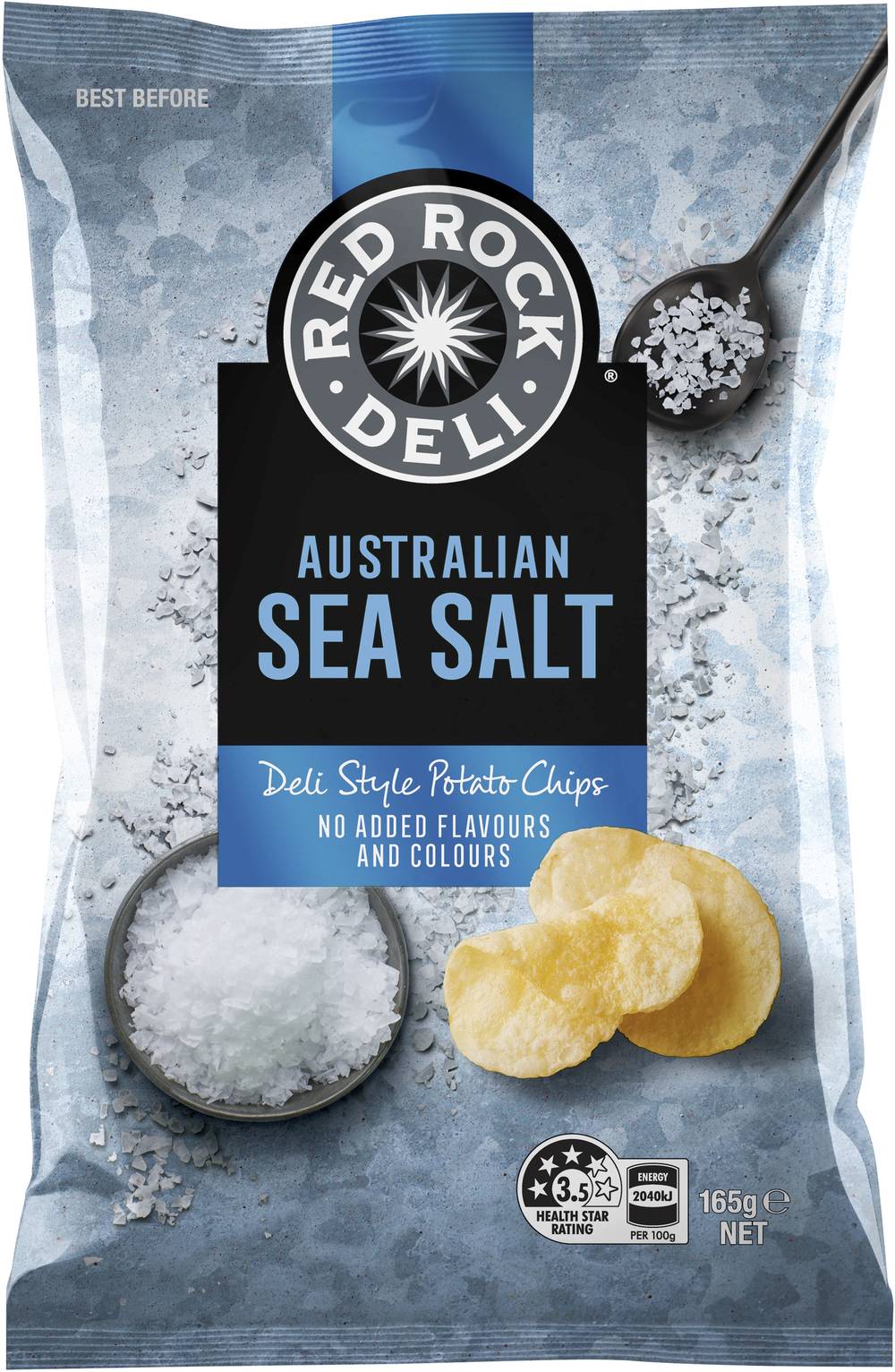 Red Rock Deli Potato Chips Sea Salt 165gr ea