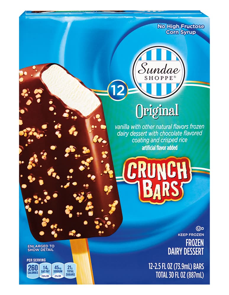 Sundae Shoppe Original Crunch Bars, Vanilla (12 x 2.5 fl oz)