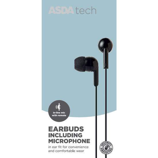 ASDA Tech Wired Earbuds - Black
