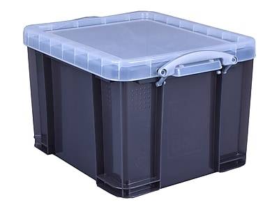 Really Useful Box 33.81 Qt. Snap Lid Storage Bin, Transparent Smoke (US32TSMK)