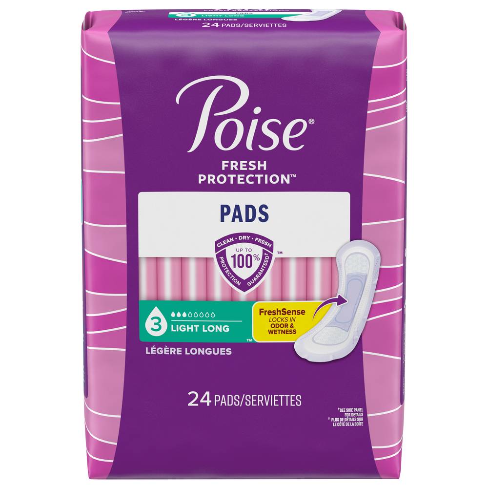 Poise Long Length Light Pads (24 ct)