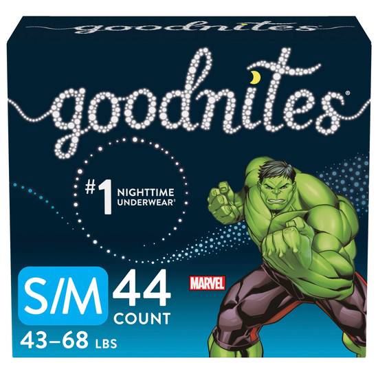 Goodnites Boys' Nighttime Bedwetting Underwear, S/M (43-68 lb.), 44 CT