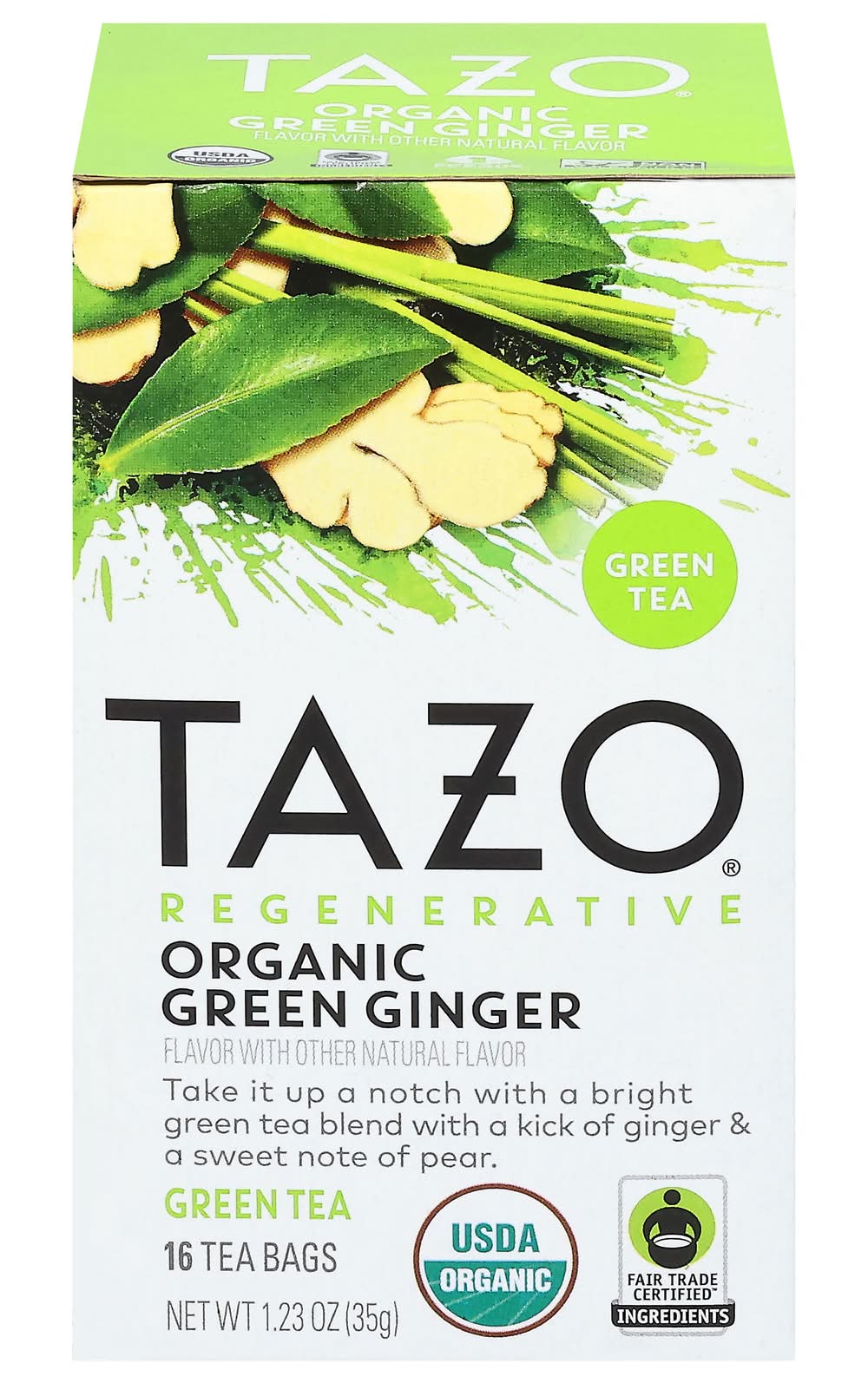 Tazo Organic Regenerative Green Tea, Green Ginger (1.23 oz, 16 ct)