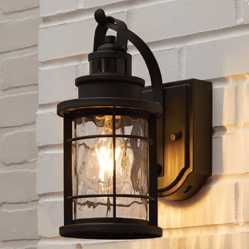 allen + roth Berlin 1-Light 12.6-in H Matte Black Motion Sensor Dusk to Dawn Outdoor Wall Light | FY20-084