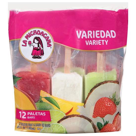 La Michoacana Frozen Fruit and Dairy Variety Ice Bars (12 ct)