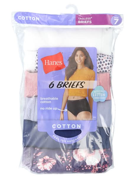 Hanes® Cool Comfort  Women's Cotton Brief Panties Size 7, 6 Pack