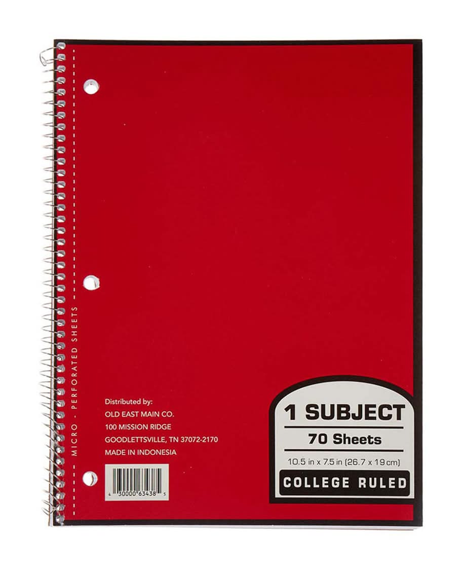 OfficeHub 1 Subject College Ruled Notebook 60 Sheets, Assorted