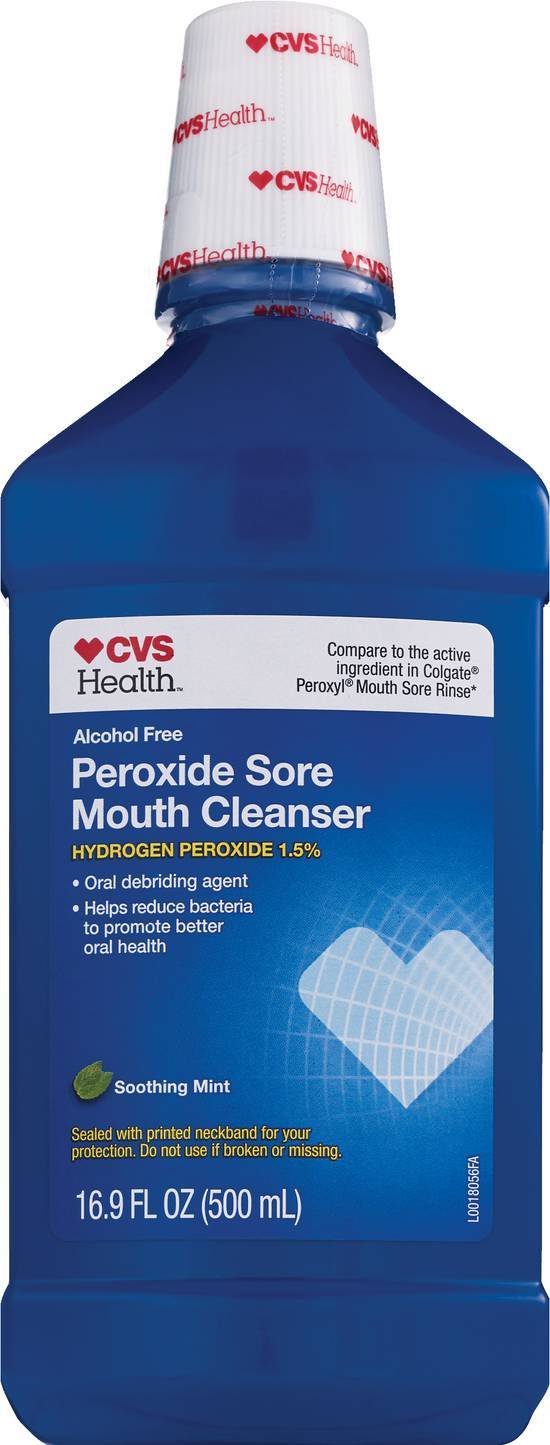 CVS Health Peroxide Sore Alcohol Free Mouth Cleanser, Soothing Mint (16.9 fl oz)