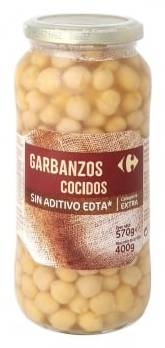Garbanzos cocidos categoría extra Carrefour 400 g.