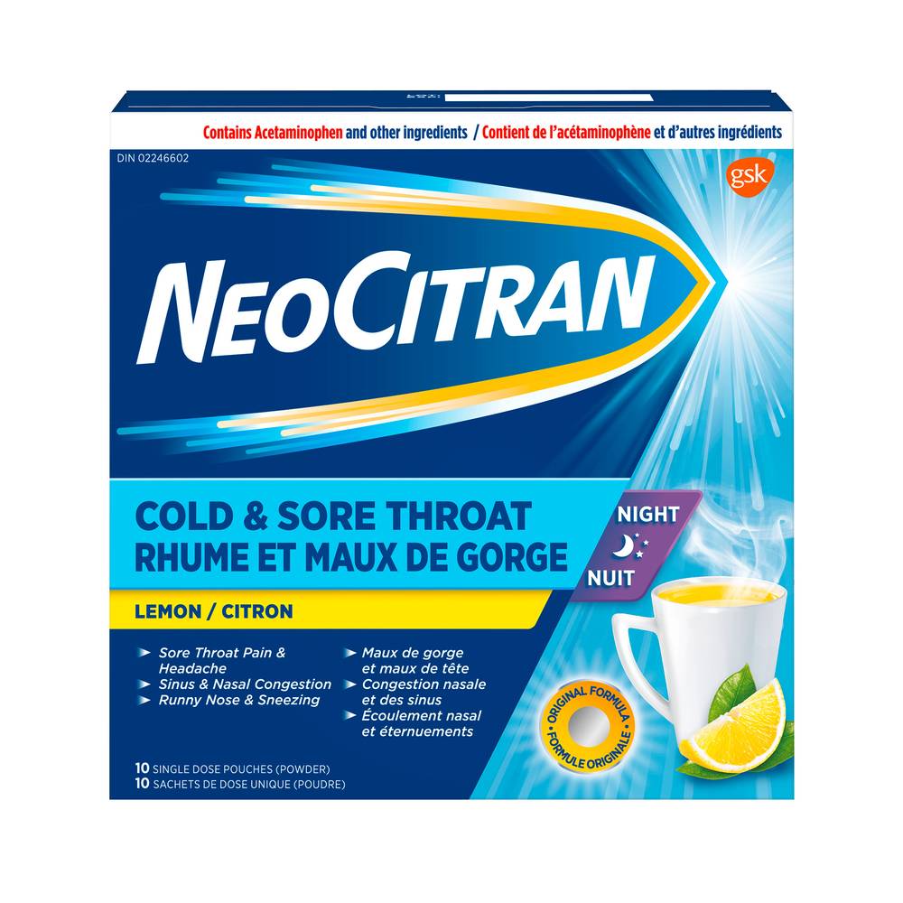 Neocitran Cold & Flu Lemon Flavour Powder (10 ct)