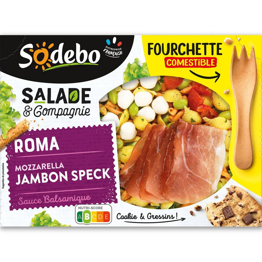 Salade Roma pâtes jambon speck crudités mozzarella SODEBO - le coffret de 320 g